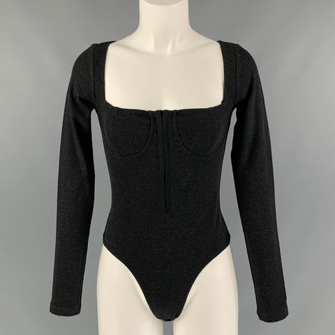 CAPULET Talla S Gris oscuro Traje de cuerpo de mezcla de poliéster acanalado Top casual