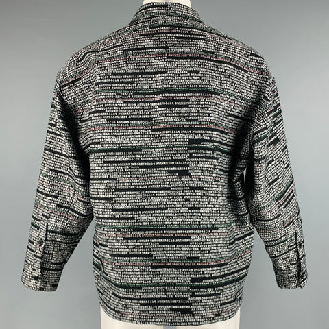 CHRISTIAN DADA Size S Black White Jacquard Polyester Wool Long Sleeve Shirt