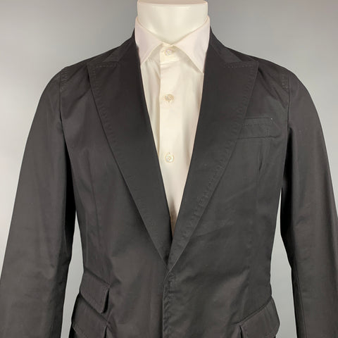 DSQUARED2 Size 40 Black Cotton Peak Lapel Sport Coat
