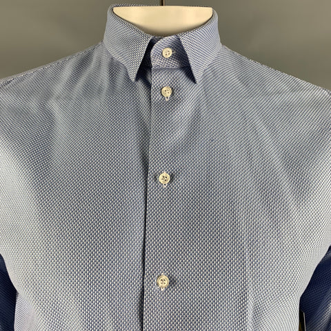 EMPORIO ARMANI Size L Light Blue White Checkered Cotton Long Sleeve Shirt