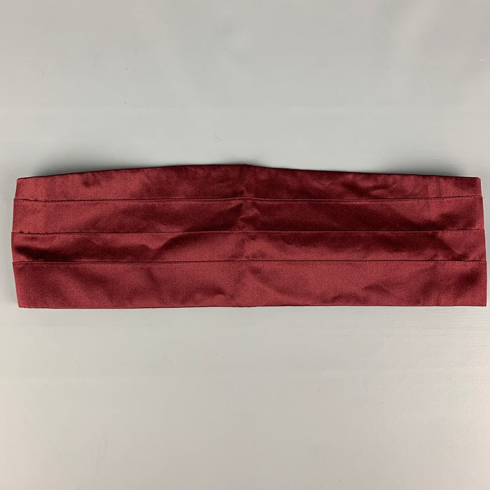 GIANNI VERSACE Size S Burgundy Pleated Silk Satin Cummerbund
