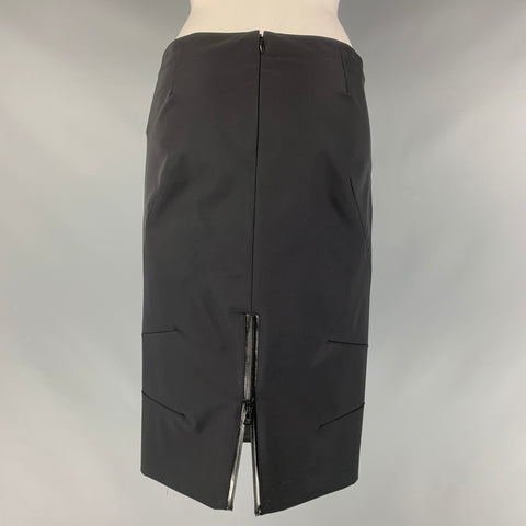 PRADA Falda lápiz lisa de poliéster negro talla 4