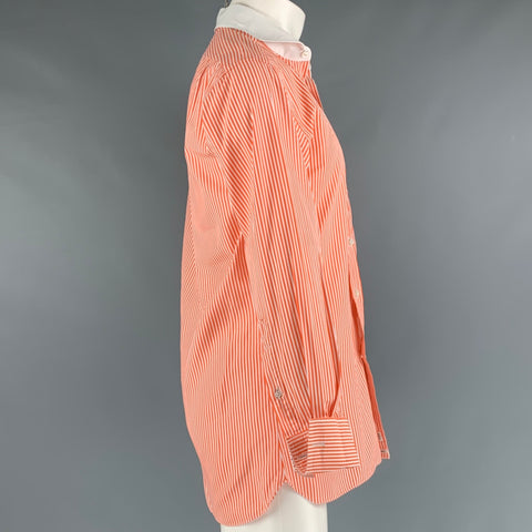 RALPH LAUREN Size M Orange White Stripe Cotton French Cuff Long Sleeve Shirt