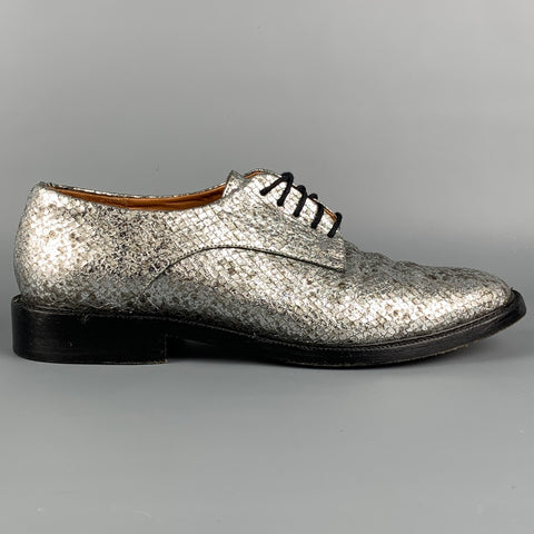 ROBERT CLERGERIE Size 8.5 Silver Leather Metallic Lace Up Shoes