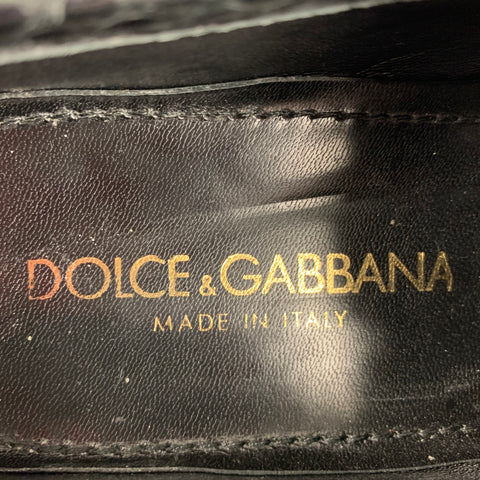 DOLCE & GABBANA Size 7 Black Textured Leather Slip On Loafers