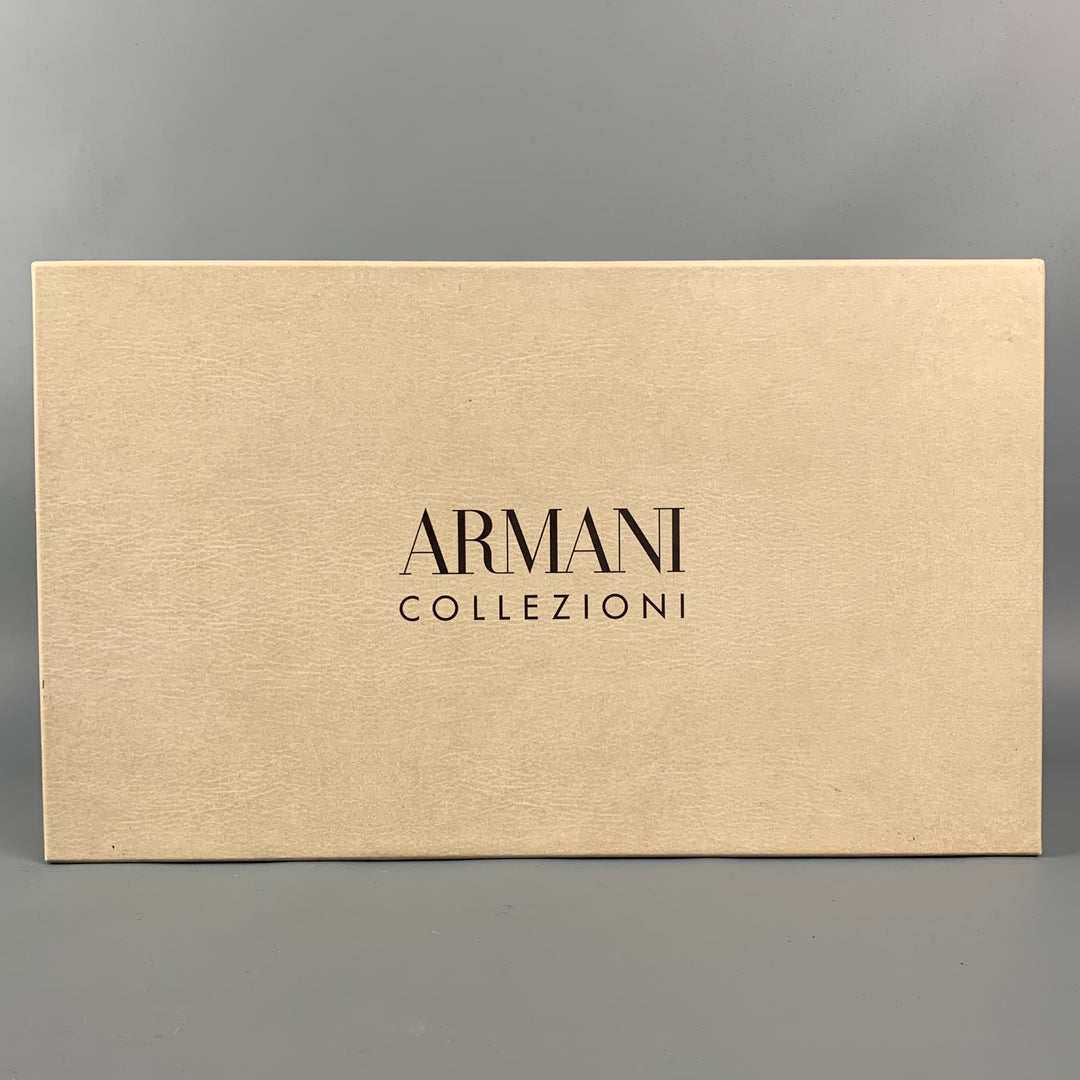 ARMANI COLLEZIONI Size 8 Black Perforated Cap Toe Lace Up Shoes
