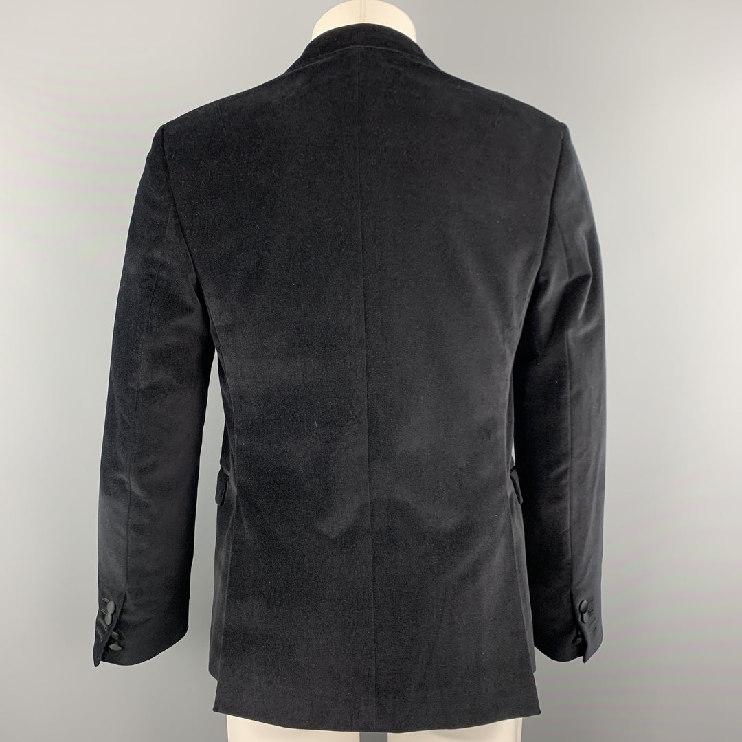 NEIL BARRETT Size 38 Black Solid Velvet Peak Lapel Sport Coat