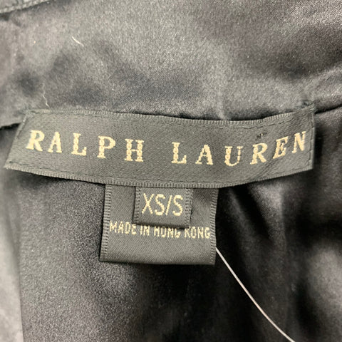 RALPH LAUREN Black Label Size XS/S Black Viscose Silk Beaded Bow Cape