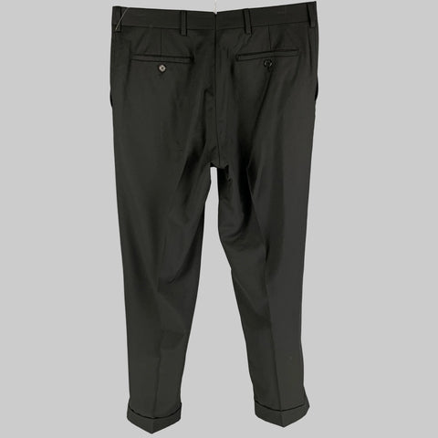 RALPH LAUREN Purple Label Size 32 Black Wool Cuffed Dress Pants