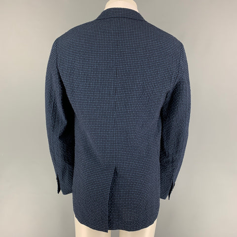 ERMENEGILDO ZEGNA Size 40 Blue Black Gingham Wool Blend Sport Coat