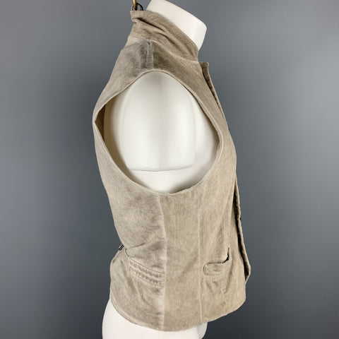 JOHN VARVATOS Size S Bone Distressed Cotton Notch Lapel  Vest