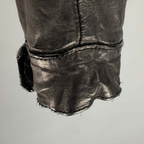 GIORGIO BRATO Chaqueta con botones de cuero negro talla 4