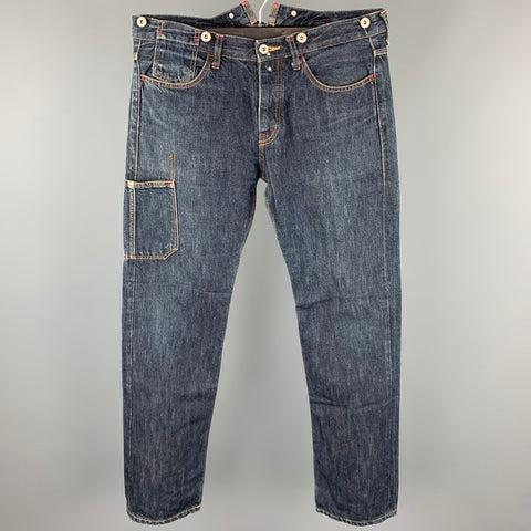 JUNYA WATANABE Size L Indigo Contrast Stitch Denim Button Fly Jeans