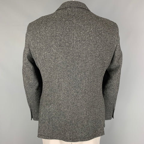 JOHN VARVATOS Size 42 Charcoal White Grey Wool Blend Sport Coat