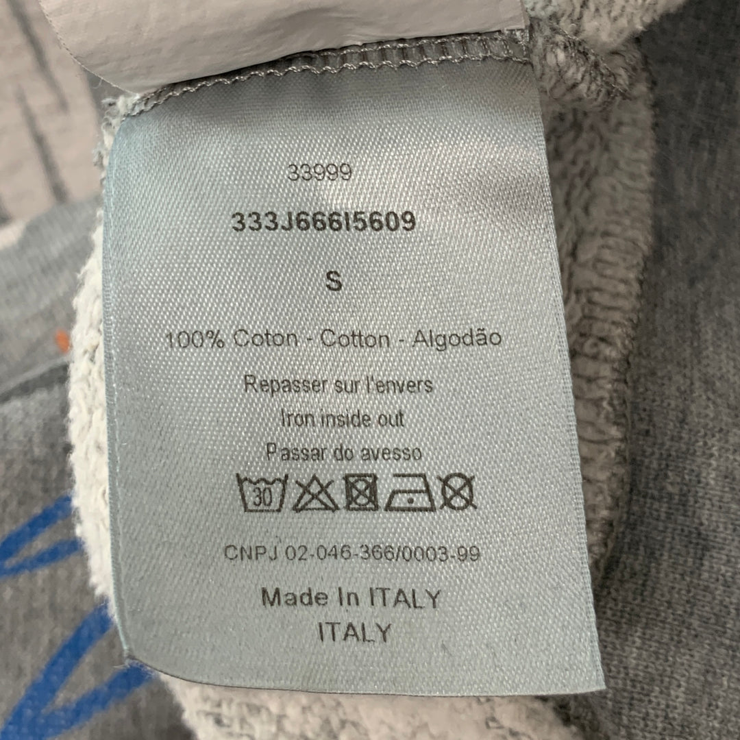 DIOR HOMME 2015  Size S Grey Multi Color Painted Cotton Crew-Neck Sweatshirt