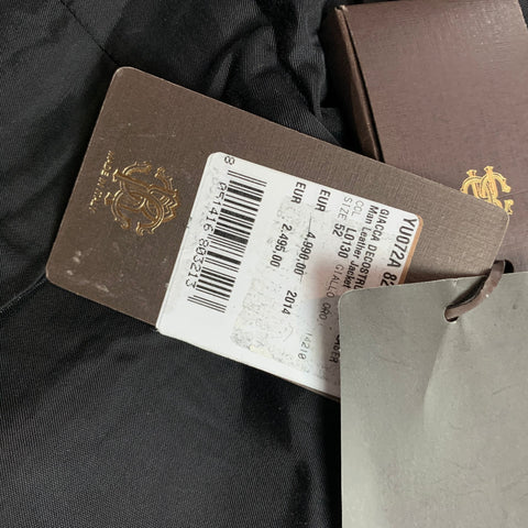 ROBERTO CAVALLI Size 42 Gold & Black Laser Pony Jacquard Leather Shawl Collar Sport Coat