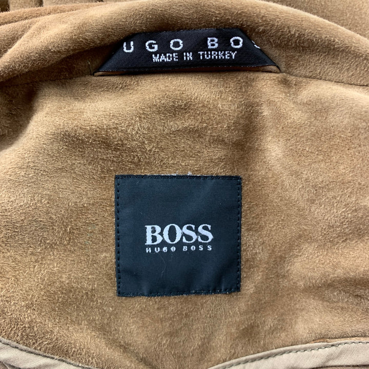 HUGO BOSS Size 44 Tan Suede Buttoned Shirt Jacket