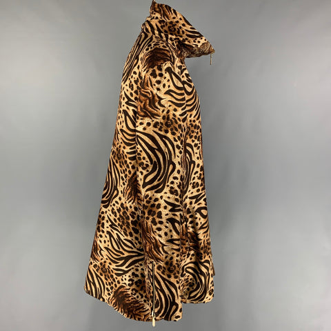 ST. JOHN COLLECTION Size L Tan Brown Viscose Nylon Animal Print Reversible Coat