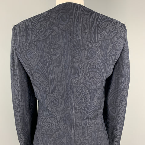 GIORGIO ARMANI Size 0 Navy Jacquard V Neck Jacket