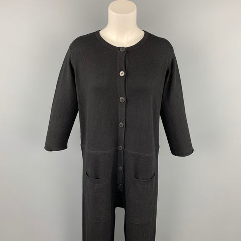 SISTER Size M Black Knit Patch Pocket Overalls