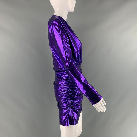 THE ANDAMANE Vestido de manga larga fruncido de poliéster y elastano talla S Morado