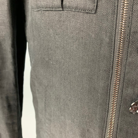 JOHN VARVATOS Size 40 Black Lines Zip Up Buttons Jacket