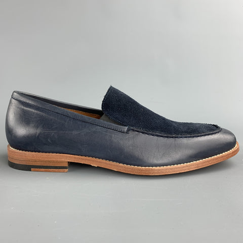 MILLBURN CO. Size 7 Navy Mixed Materials Leather Slip On Loafers