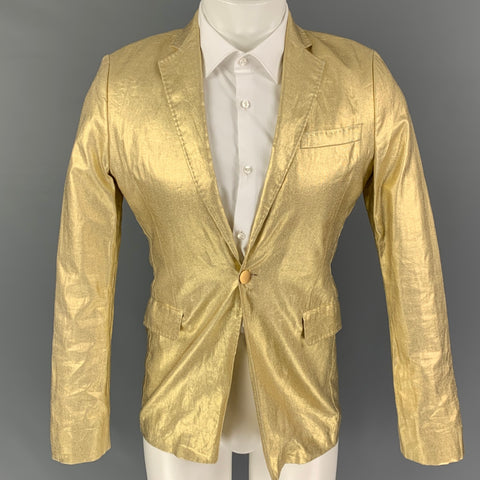 ACNE STUDIOS Size 36 Gold Metallic Linen Notch Lapel Sport Coat
