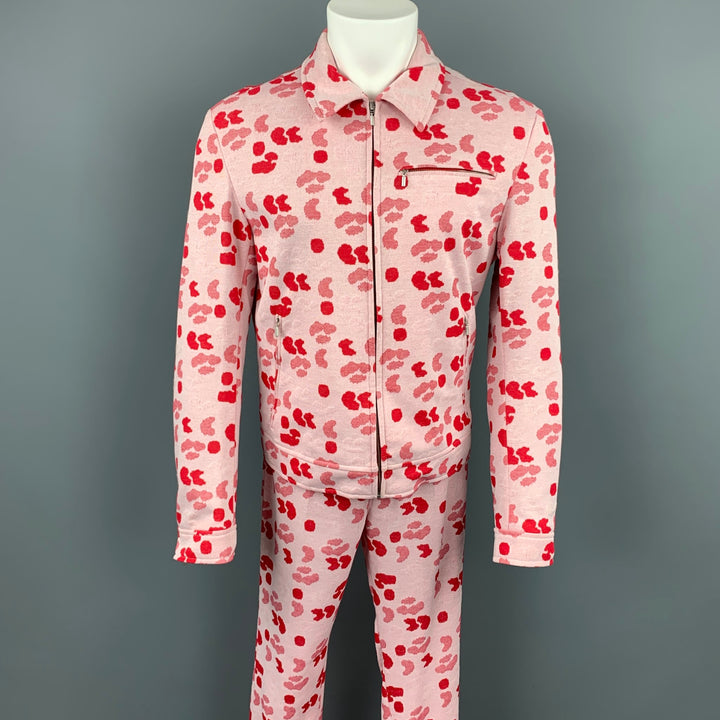 Vintage VERSUS by GIANNI VERSACE Size 38 Pink & Red Print Cotton Zip Up Suit Set