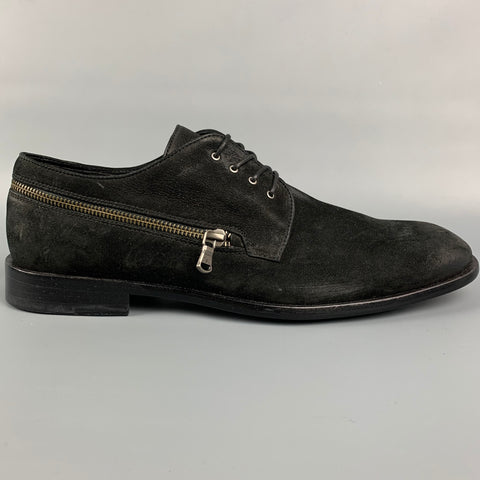 JOHN VARVATOS * USA Taille 11 Chaussures à lacets en cuir antique noir