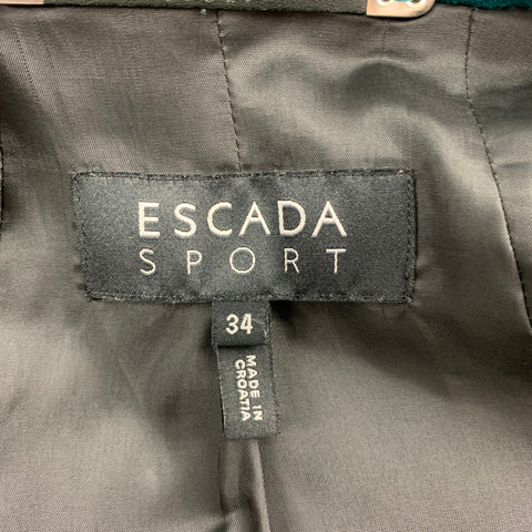 ESCADA Taille 4 Veste à double boutonnage en velours de coton mélangé vert