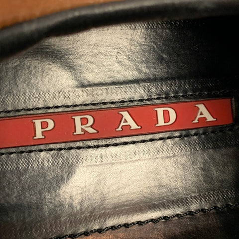 PRADA Size 12 Brown & Tan Quilted Leather Lace Up Shoes
