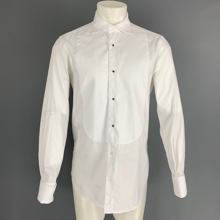 SUIT SUPPLY Taille 16,5 Chemise de smoking en coton blanc à manches longues