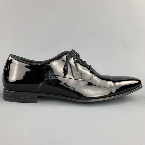 PAUL SMITH Taille 9 Chaussures habillées à lacets en cuir verni noir