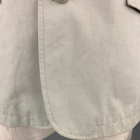 THEORY Jayden Size XL Light Grey Cotton High Collar Belted Cuffs Buttoned Jacket