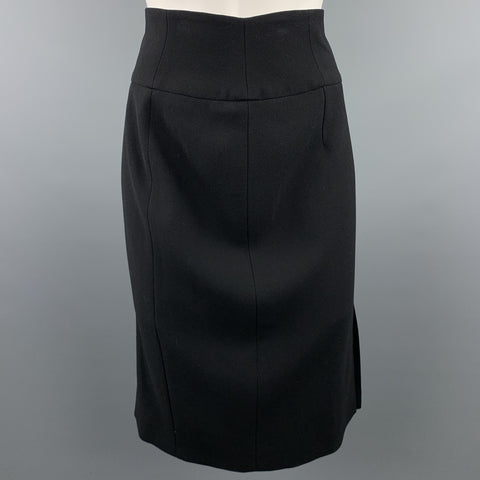 GIORGIO ARMANI Taille 8 Jupe crayon en laine crêpe noire