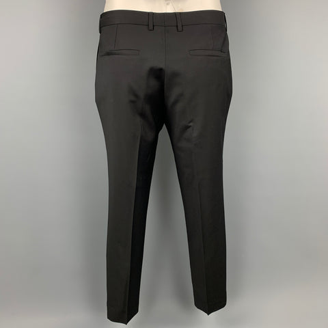 SAND Taille 42 Costume à revers cranté en laine noire régulière