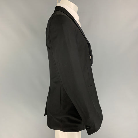 YVES SAINT LAURENT Size 36 Black Wool Peak Lapel Sport Coat