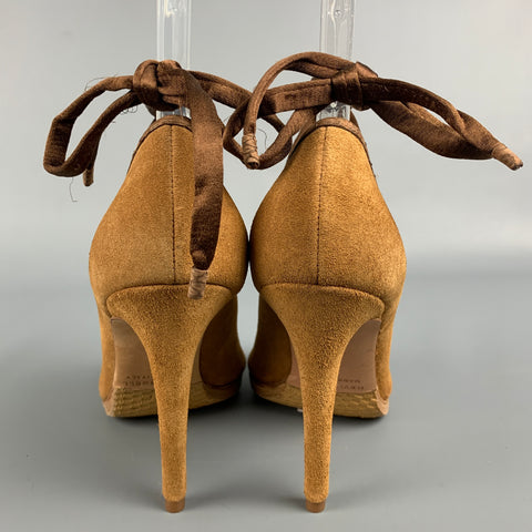 DEVI KROGELL Talla 6 Botas con correa en el tobillo de materiales mixtos de ante marrón y marrón