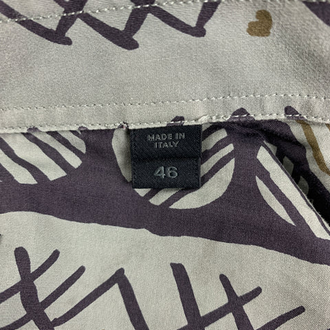 BURBERRY PRORSUM Spring 2013 Size XL Green Black Print Cotton Long Sleeve Shirt