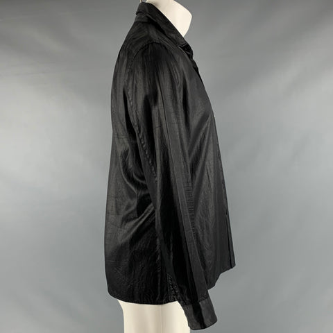 JOHN VARVATOS Size S Black Cotton Cupro Long Sleeve Shirt