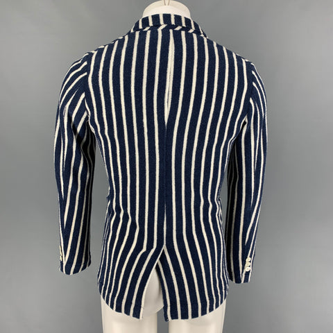 NAVIRES Taille 36 Marine Blanc Rayure verticale Terry Peak Revers Sport Manteau