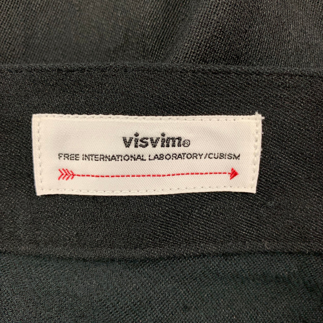 VISVIM Size L Black Linen Blend Zip Fly Alda Pants