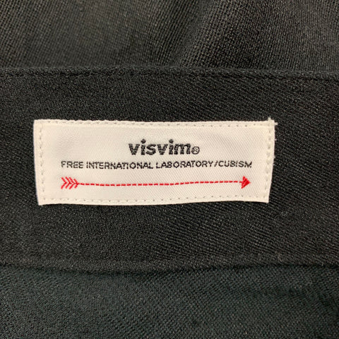 VISVIM Talla L Pantalones Alda con cremallera y mezcla de lino negro