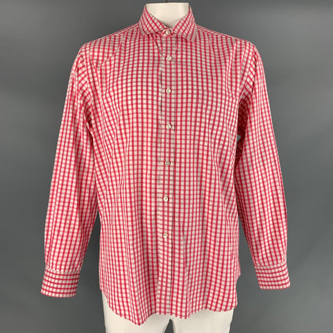 RALPH LAUREN Size XL Red White Checkered Cotton One pocket Long Sleeve Shirt