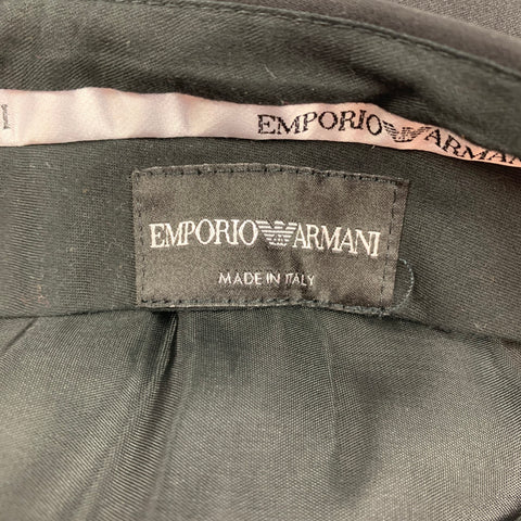 EMPORIO ARMANI Size 40 Black Virgin Wool / Polyamide Peak Lapel Suit