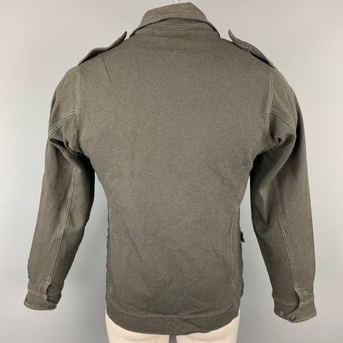SAGE DE CRET Size L Dark Green Polyester Epaulettes Jacket