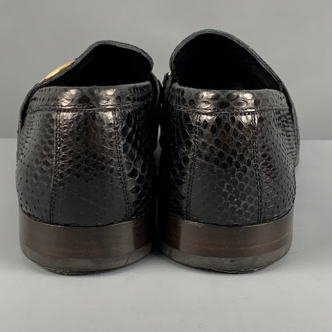 DOLCE & GABBANA Size 7 Black Textured Leather Slip On Loafers