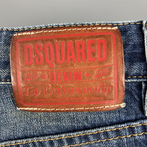 DSQUARED2 Size 34 Indigo Wash Cotton Button Fly Shorts