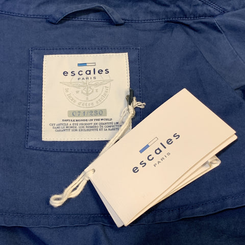 ESCALES Size M Blue Cotton Double Breasted Embossed Buttons Jacket